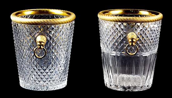 Appraisal: Two French Gilt Metal Mounted Cut Glass Wine Coolers Height