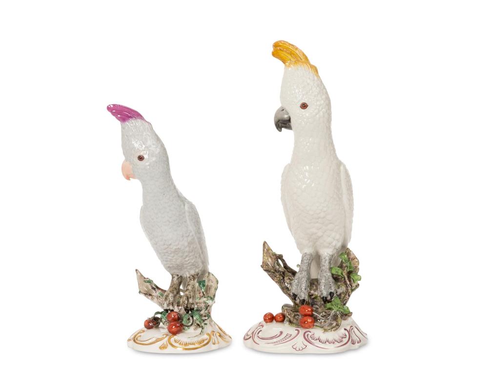 Appraisal: TWO NYMPHENBURG PORCELAIN COCKATOO FIGURESTwo Nymphenburg porcelain cockatoo figures Early