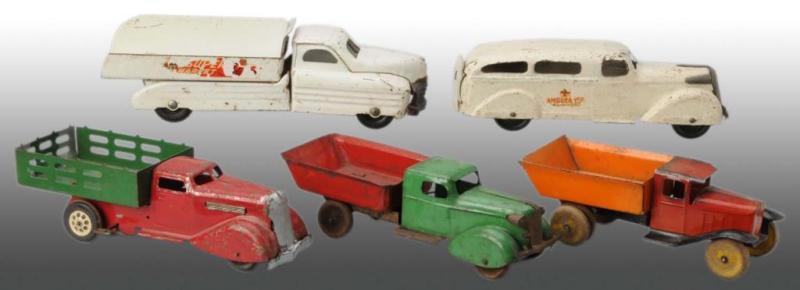 Appraisal: Lot of Pressed Steel Vehicles Description Includes four Wyandotte trucks