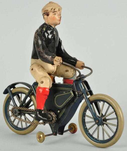 Appraisal: Tin Guntherman Motorcycle Wind-Up Toy Description German Working Chain driven