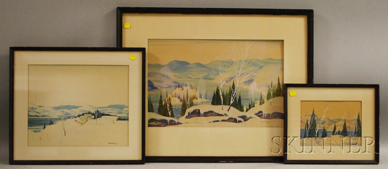 Appraisal: Graham Noble Norwell Canadian - Three Winter Scenes Signed Norwell