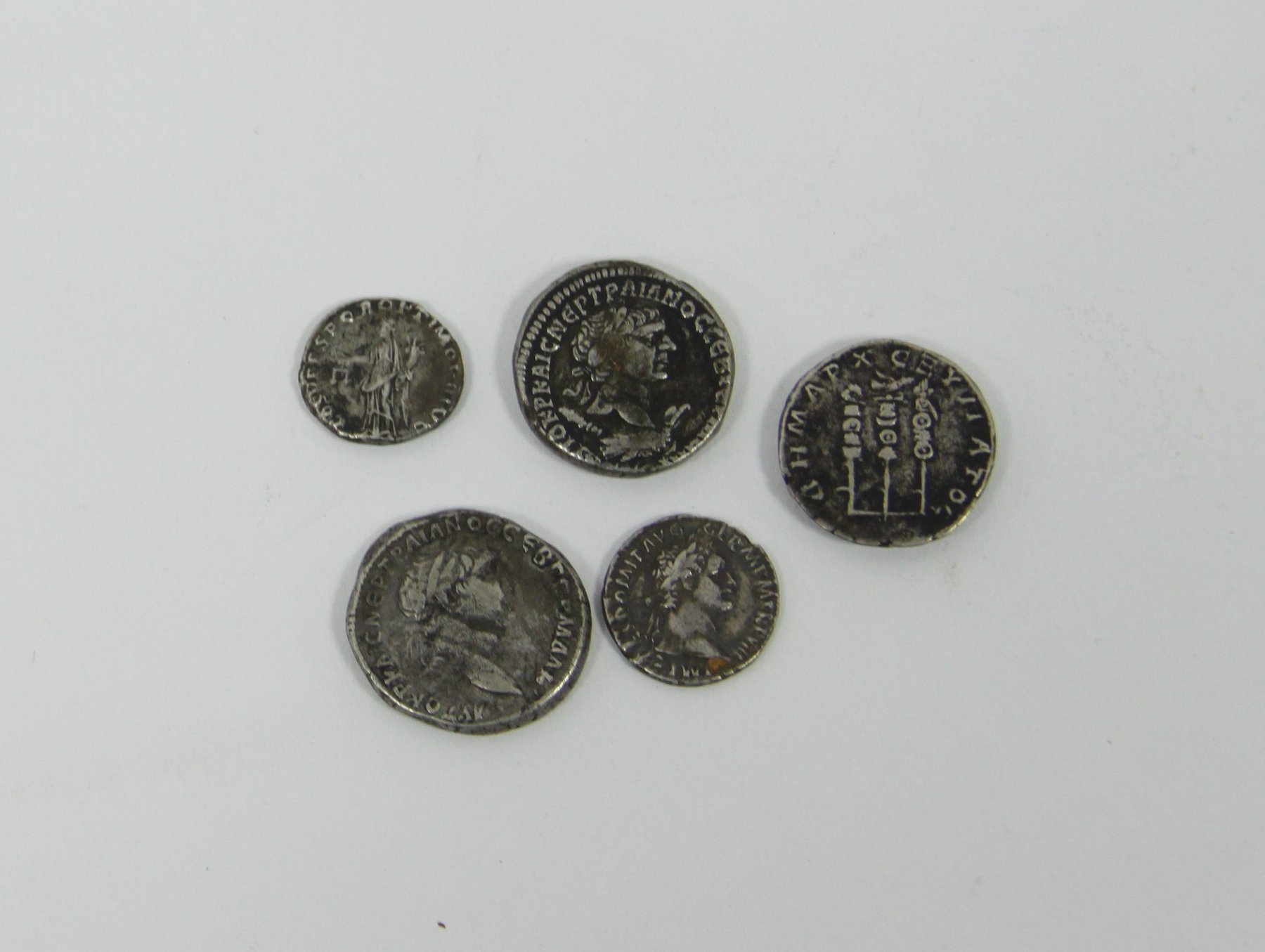 Appraisal: Five Roman silver coins Trojan of Greek Colony