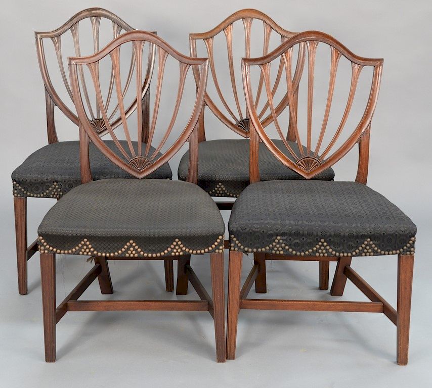 Appraisal: Set of four of Federal side chairs having shield backs