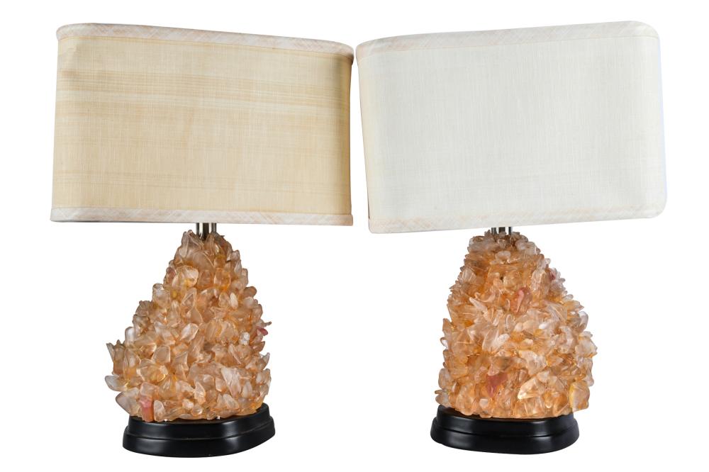 Appraisal: PAIR OF DECORATIVE TABLE LAMPSwith faux rock crystal pieces Condition