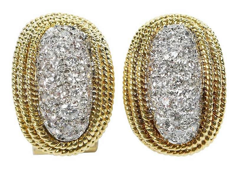 Appraisal: kt Diamond Earrings each with round brilliant diamonds estimated total