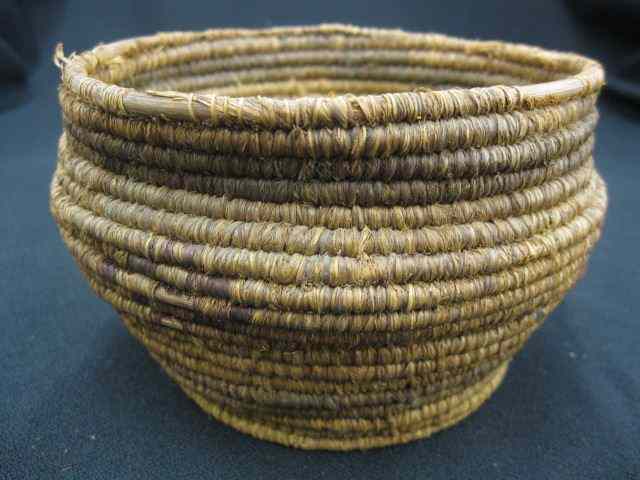 Appraisal: Antique Indian Basket coiled design decorated '' diameter '' deep