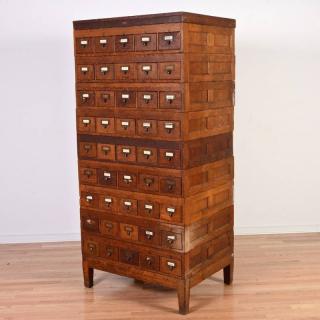 Appraisal: Globe paneled oak card catalog cabinet th th c 'h