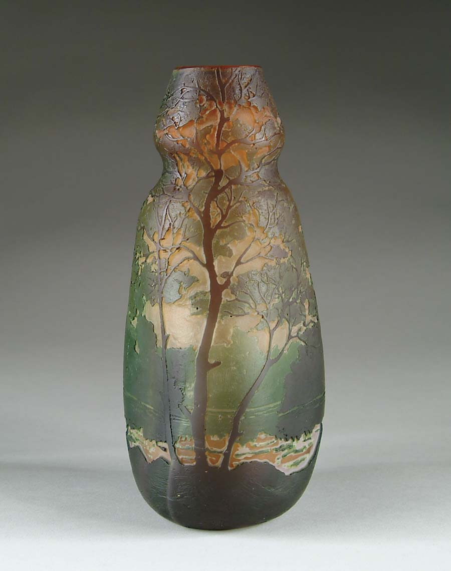 Appraisal: LEGRAS SCENIC CAMEO VASE Cameo decoration consists of trees shrubs