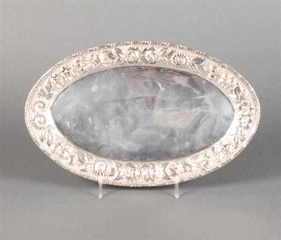 Appraisal: American repousse sterling silver oval tray Schultz Baltimore first quarter-