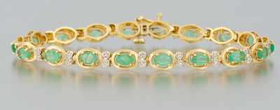 Appraisal: A Ladies' Emerald and Diamond Bracelet k yellow gold articulated