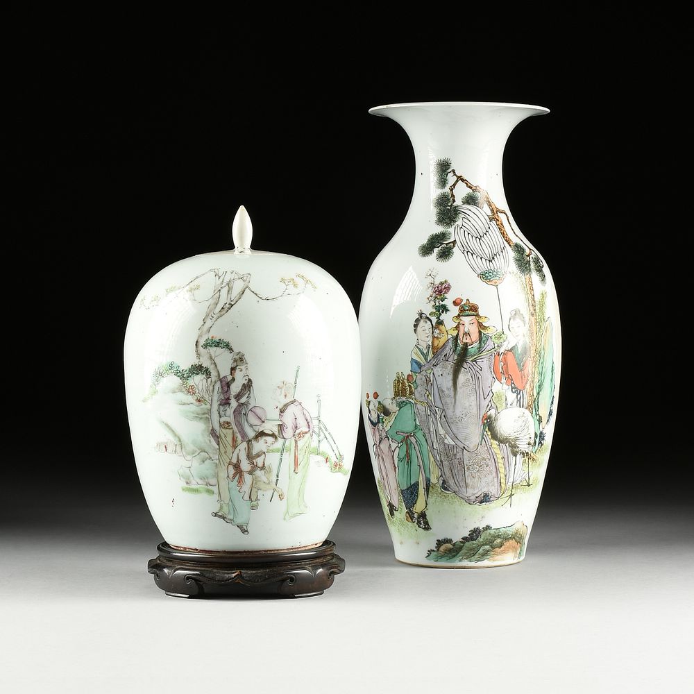 Appraisal: A GROUP OF TWO CHINESE FAMILLE ROSE PORCELAIN VASE AND