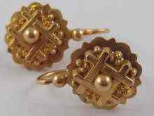 Appraisal: A pair of French hallmarked carat gold earrings approx cm