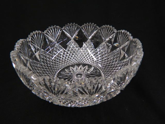 Appraisal: Cut Glass Bowl strawberry diamond fan with diamond optics near