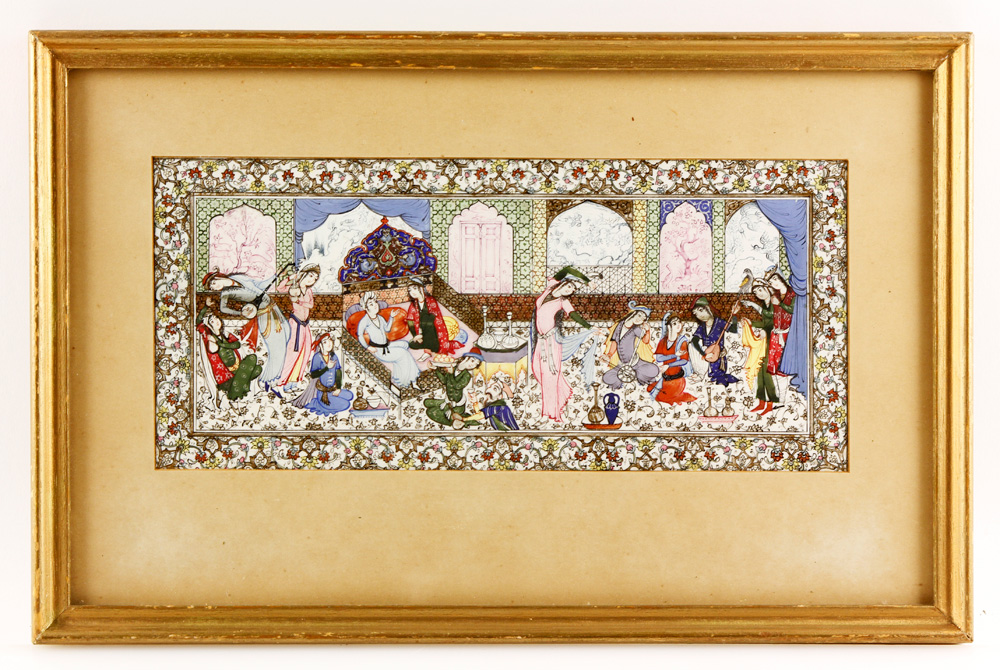 Appraisal: - Persian Painting Persian painting on bone h x w