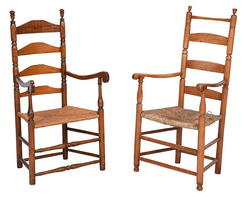 Appraisal: Two New England Ladder Back Armchairs th century first in