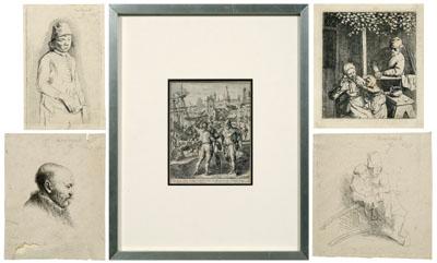 Appraisal: Five Old Master engravings variation on Rembrandt s father signed