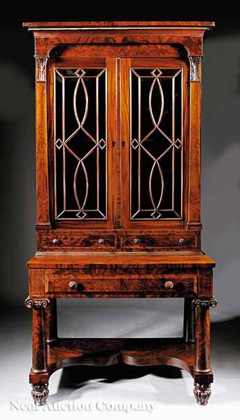 Appraisal: A Fine American Classical Carved Mahogany Secretaire and Bookcase c