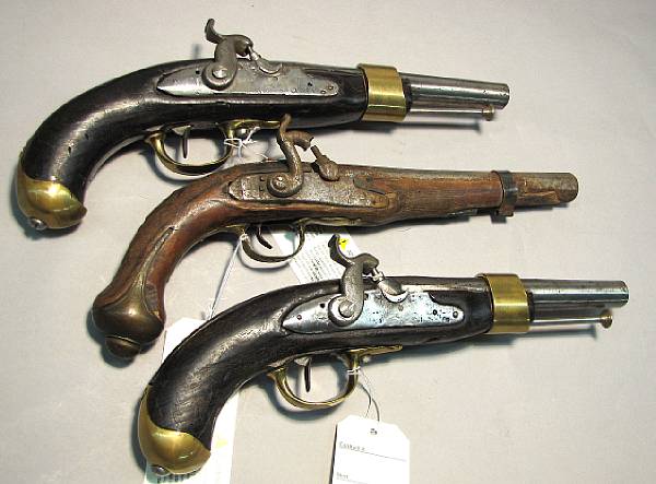 Appraisal: A lot of three th century percussion conversion pistols Comprising