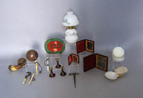 Appraisal: Misc table articles to include a fairy lamp two early