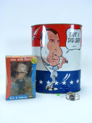 Appraisal: Group of Vintage Political Novelties including Barry Goldwater Remco dashboard