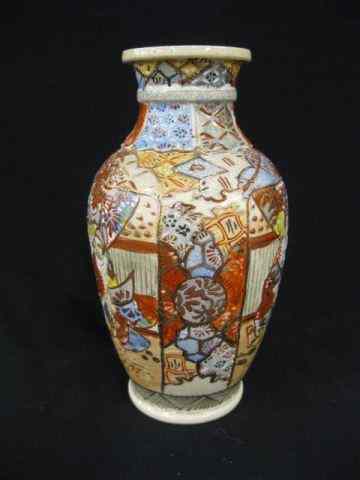 Appraisal: Japanese Satsuma Pottery Vase Imari warriors fancy trim ''