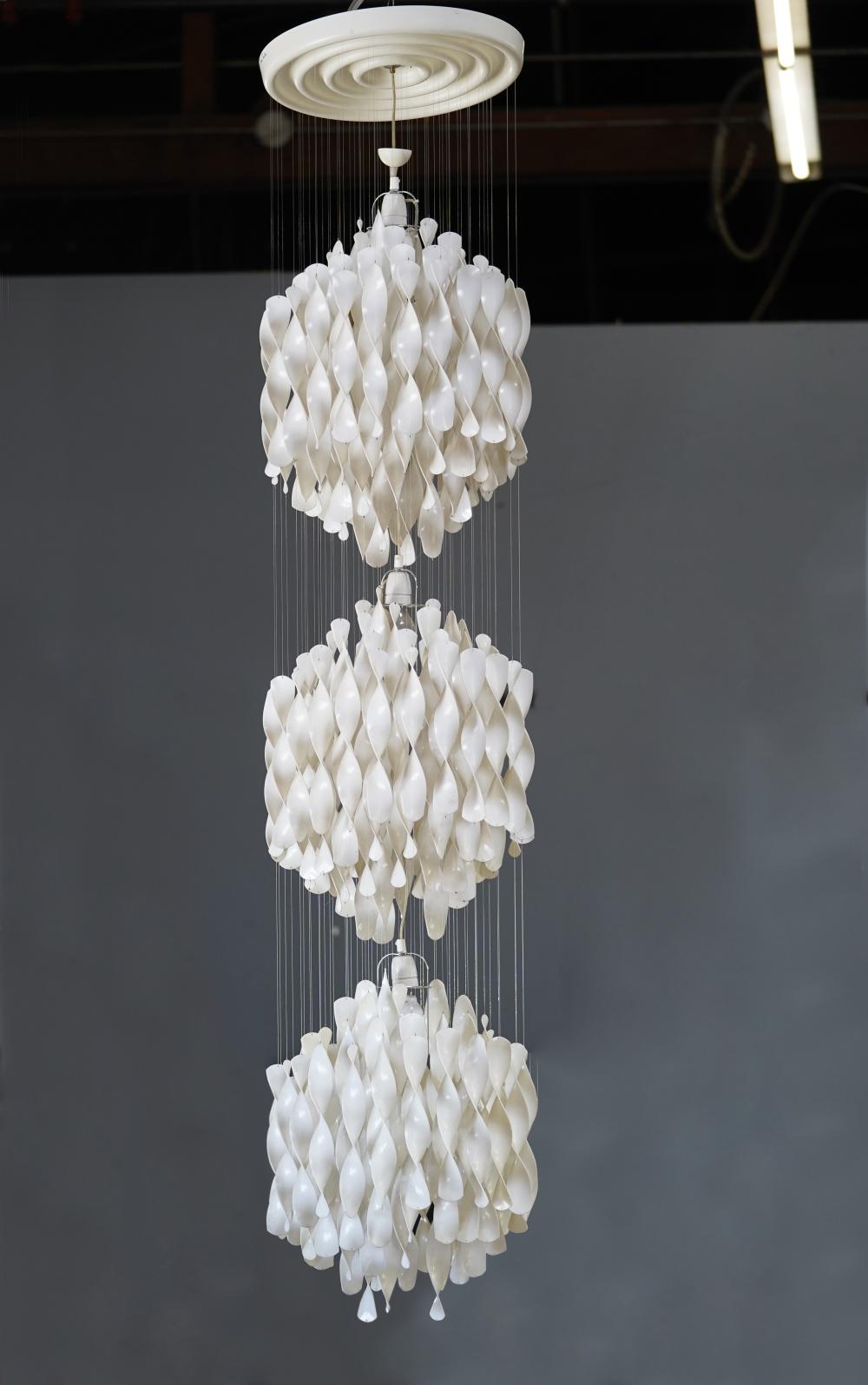 Appraisal: VERNER PANTON CASCADING CHANDELIERwhite plastic inches high Condition