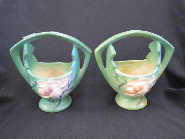 Appraisal: Roseville Magnolia Art Pottery Baskets green excellent