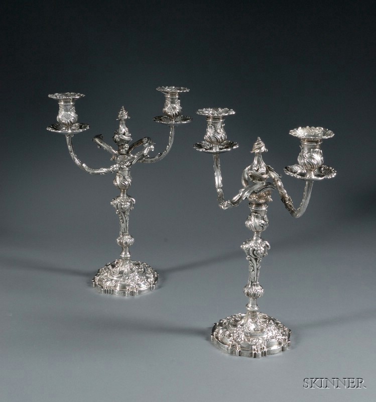 Appraisal: Impressive Pair of George III Silver Convertible Two-light Candelabra London