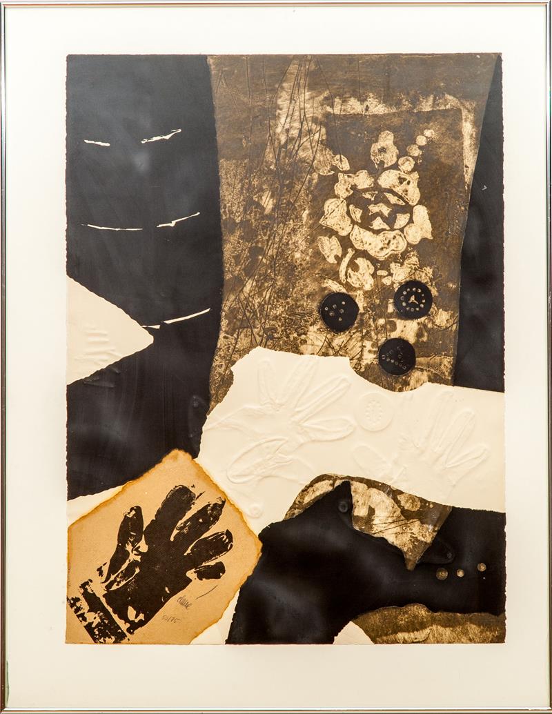 Appraisal: Antonio Clav - Untitled Carborundum and mixed media on wove