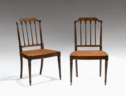 Appraisal: Pair of Regency painted side chairs early th century Each