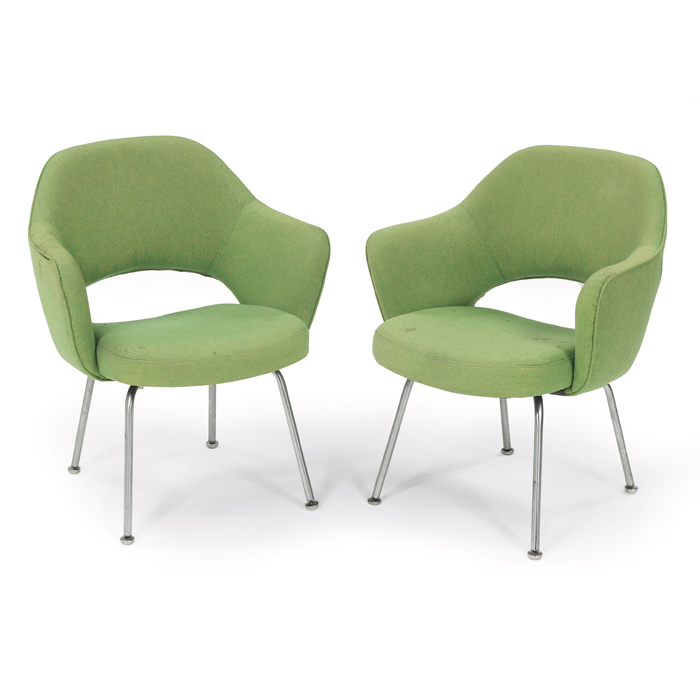 Appraisal: Eero Saarinen armchairs pair by Knoll s bright chrome legs