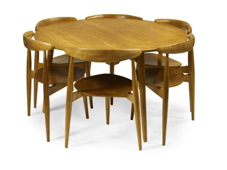 Appraisal: HANS WEGNER FOR FRITZ HANSEN DENMARK DINING TABLE SET CIRCA