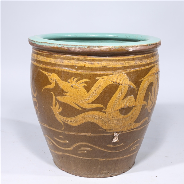 Appraisal: Chinese ceramic dragon jar some wear some chips some glaze