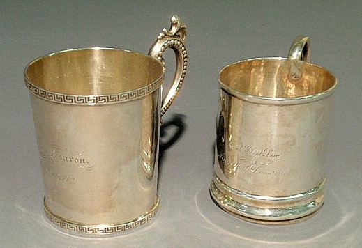 Appraisal: Two coin silver baby cups R W Wilson c h