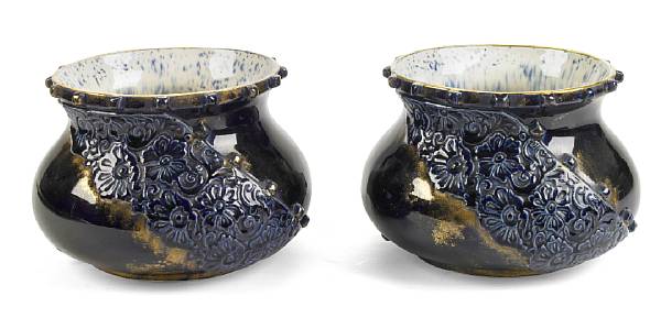 Appraisal: A pair of French faience jardinieres height in