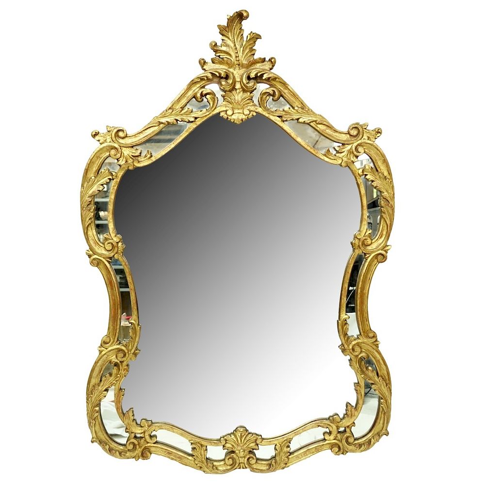 Appraisal: Decorative Mirror Large decorative mirror in faux wood man-made gilt