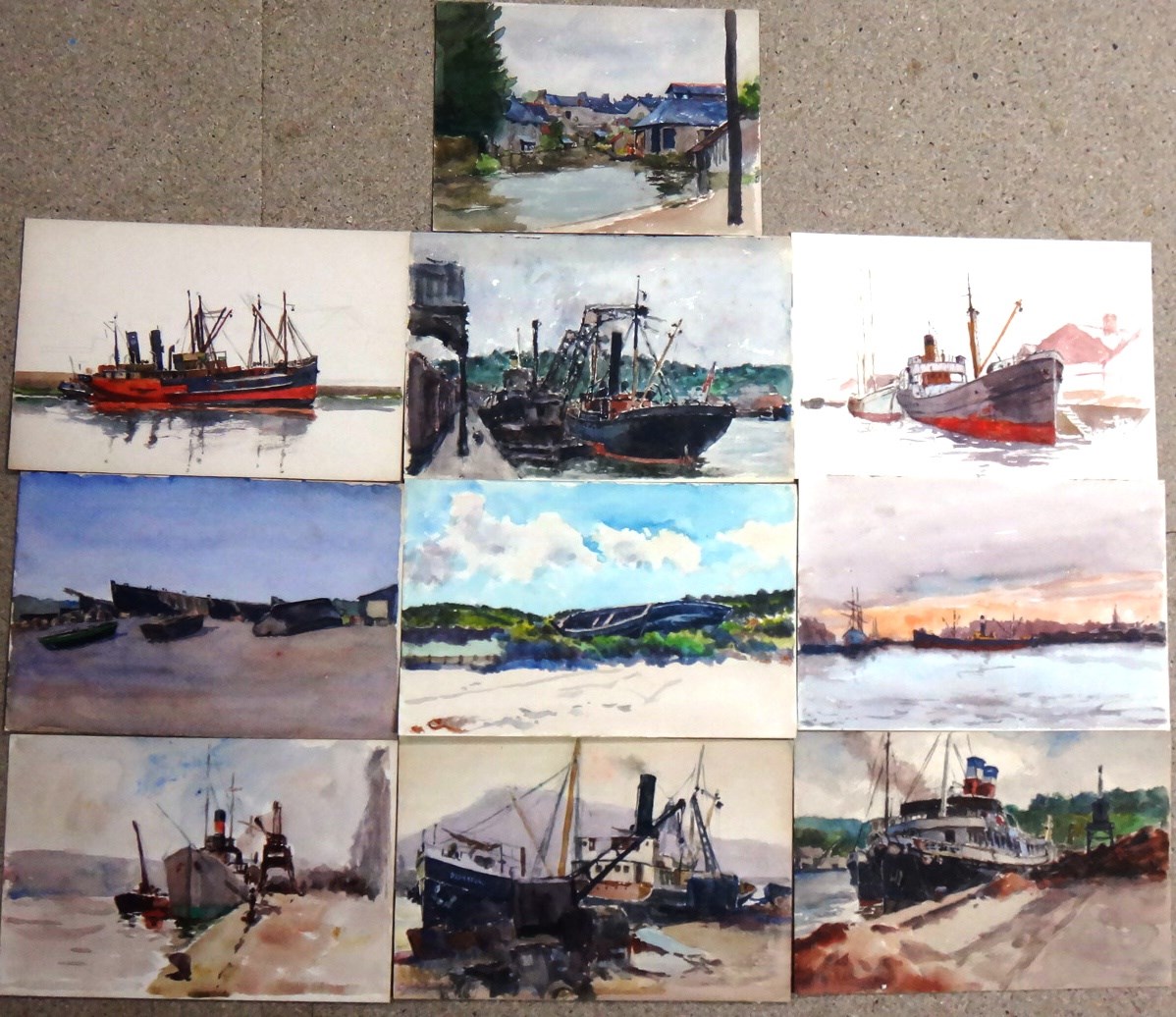 Appraisal: Alexander Brantingham Simpson fl - Beached boats Dock scenes Harbour