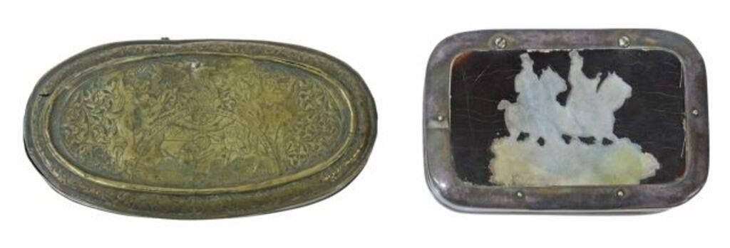 Appraisal: lot of Snuff boxes including Dutch brass tobacco snuff box