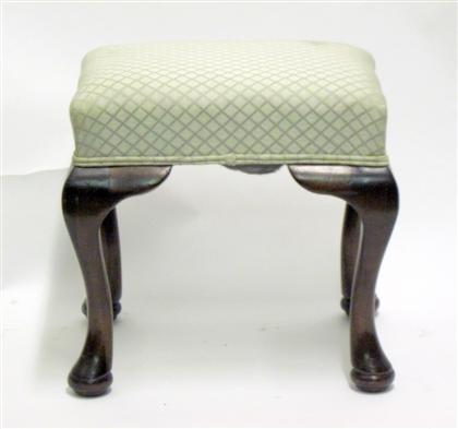 Appraisal: Queen Anne style mahogany foot stool The rectangular overupholstered top