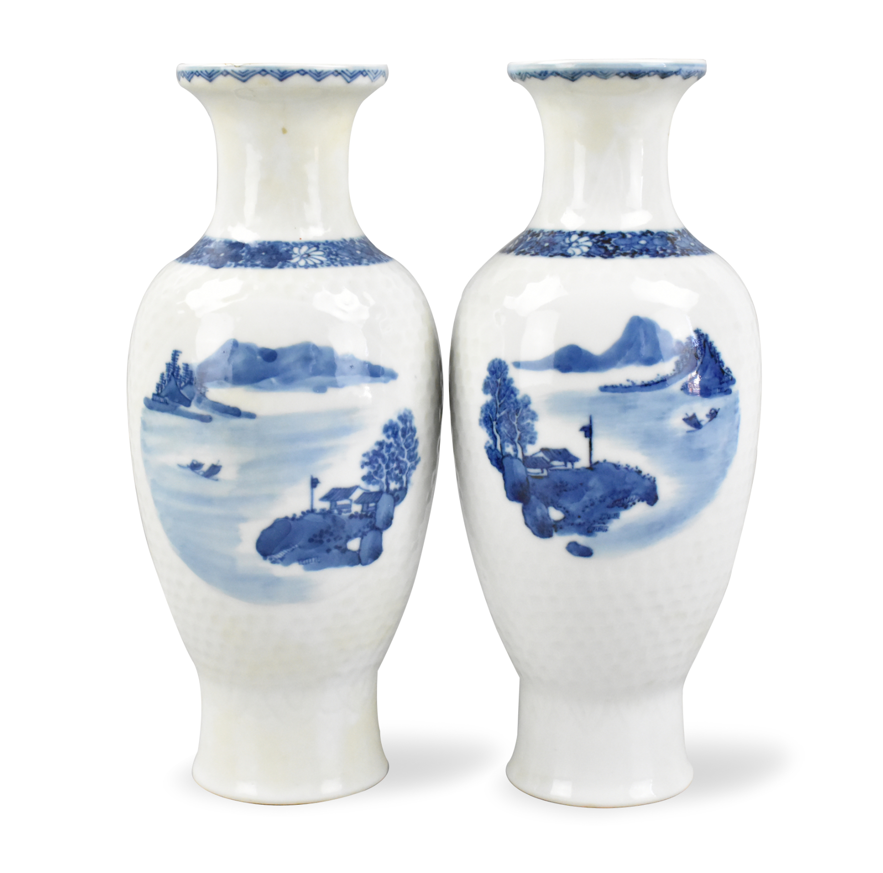 Appraisal: A pair of Chinese blue white vases with landscape design