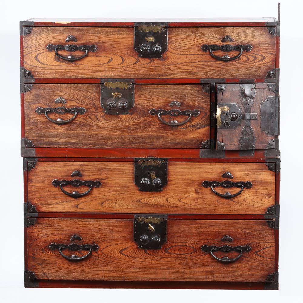 Appraisal: ANTIQUE JAPANESE MEIJI TH CENTURY TWO PIECE TANSU CHEST H