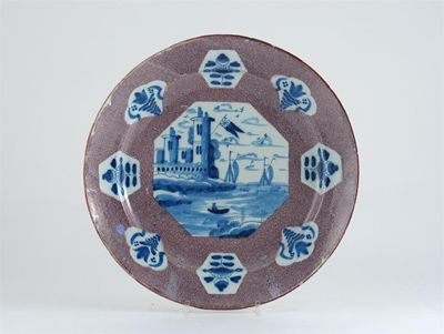 Appraisal: A Delftware charger probably Wincanton or Bristol painted in blue