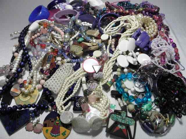 Appraisal: Box lot of assorted ladies costume jewelry Includes mostly beaded