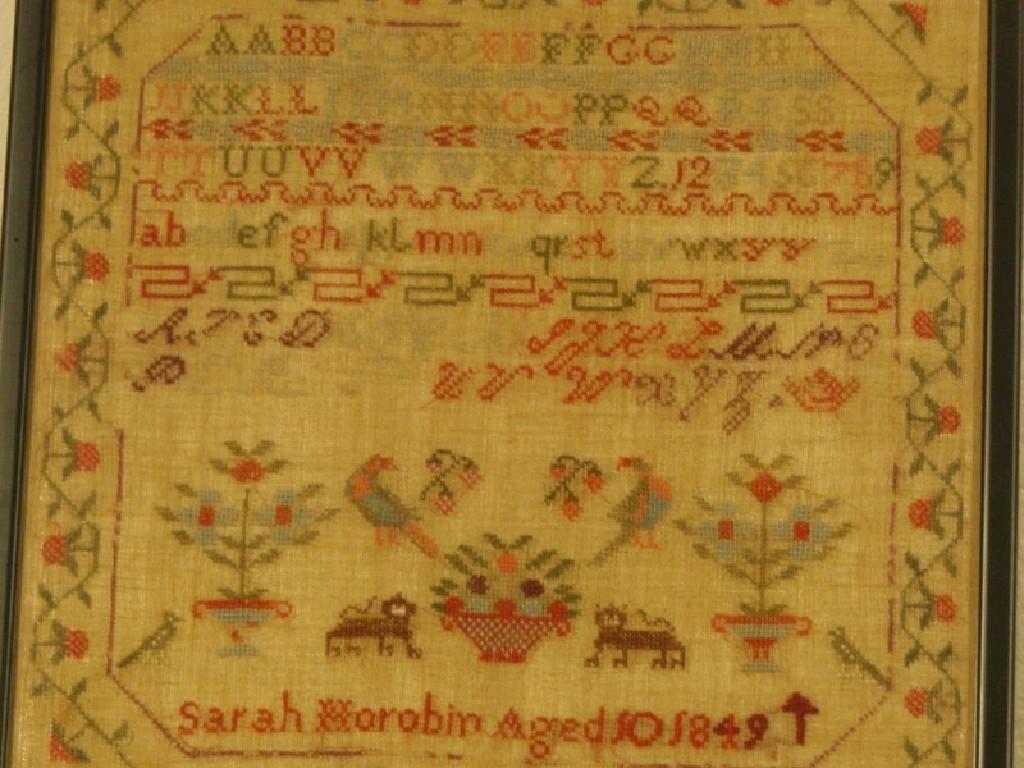 Appraisal: A Victorian sampler by Sarah Horrobin aged dated worked with