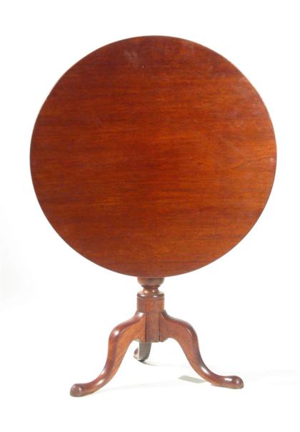 Appraisal: Mahogany tilt-top tea table with enclosed birdcage probably chowan county