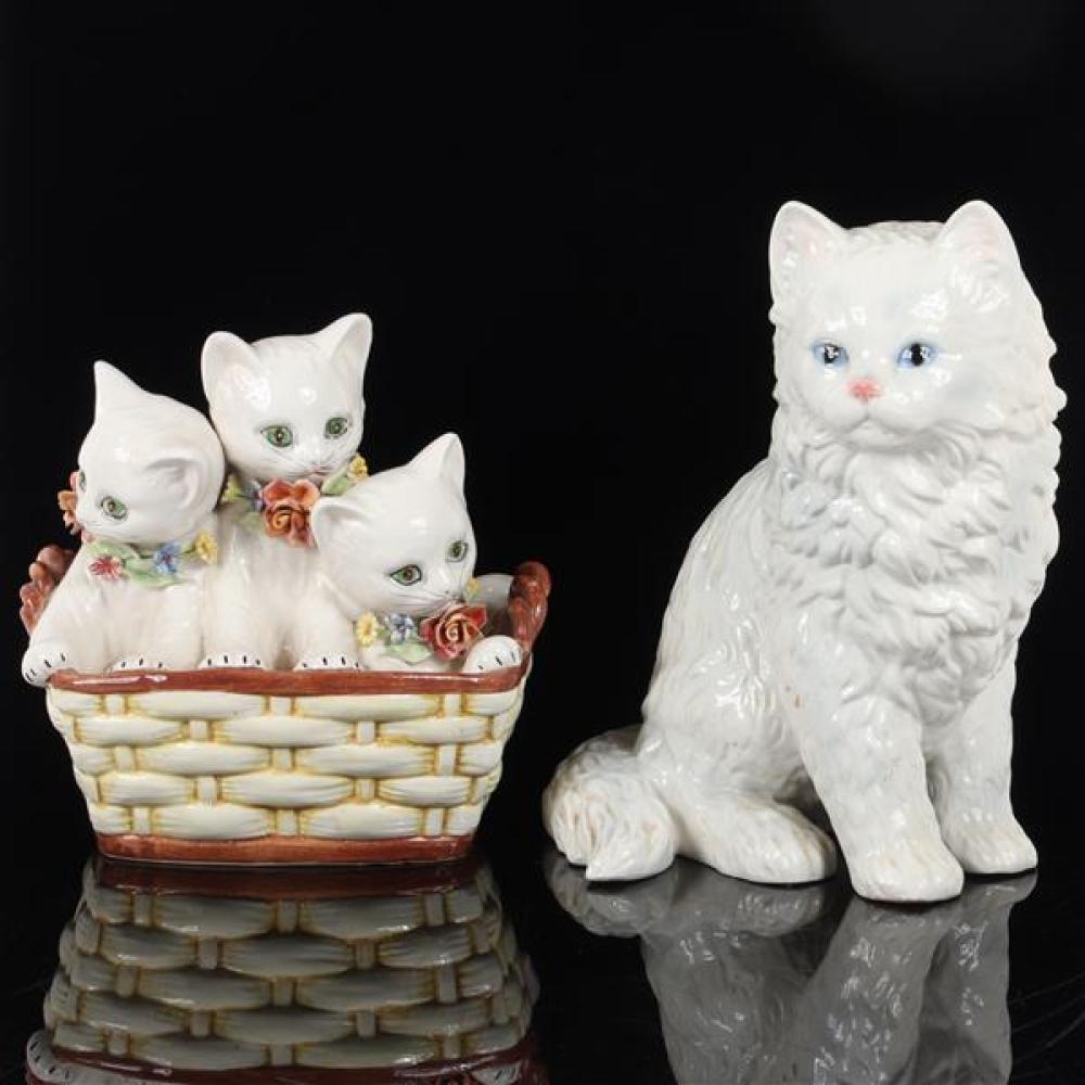 Appraisal: LARGE AUSTRIAN CERAMIC CAT FIGURE AND AN ITALIAN CAPODIMONTE CERAMIC