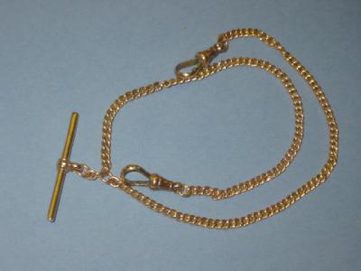 Appraisal: A CT GOLD ALBERT of thin flattened curb link hanging