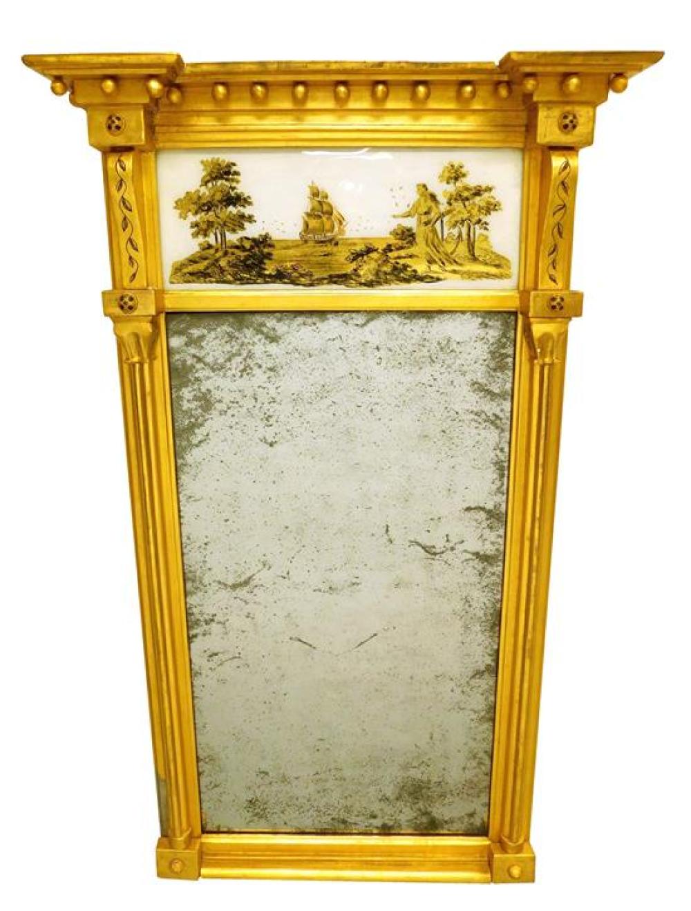 Appraisal: th C Federal gilt wall mirror eglomise upper panel with