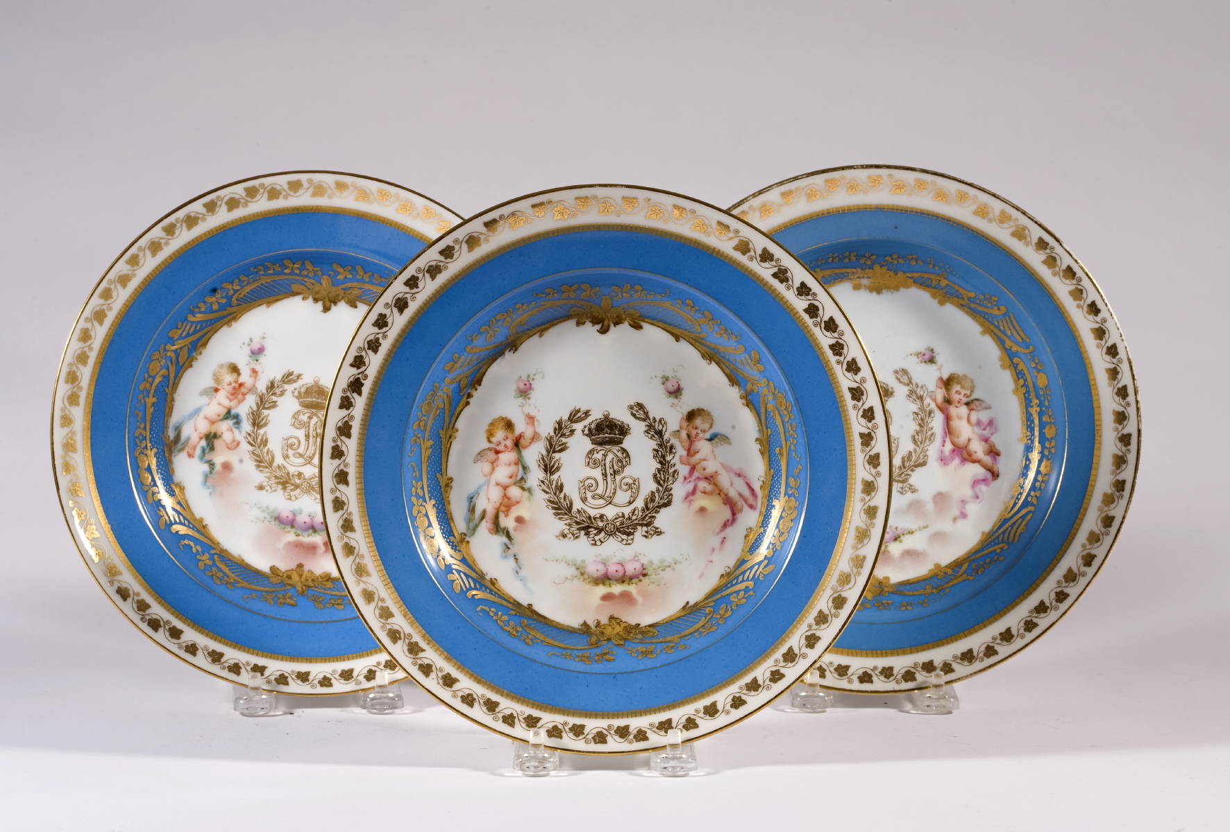 Appraisal: SET OF EIGHT LOUIS PHILLIPE SOUP PLATES WITH BLUE BAND