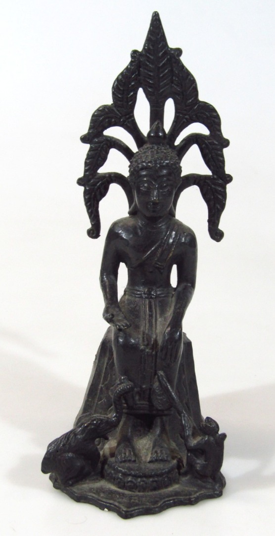 Appraisal: A thC cast metal figure group of a seated God